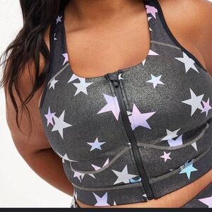 Torrid Active Zip Front Sports Bra Shine Star Print 0